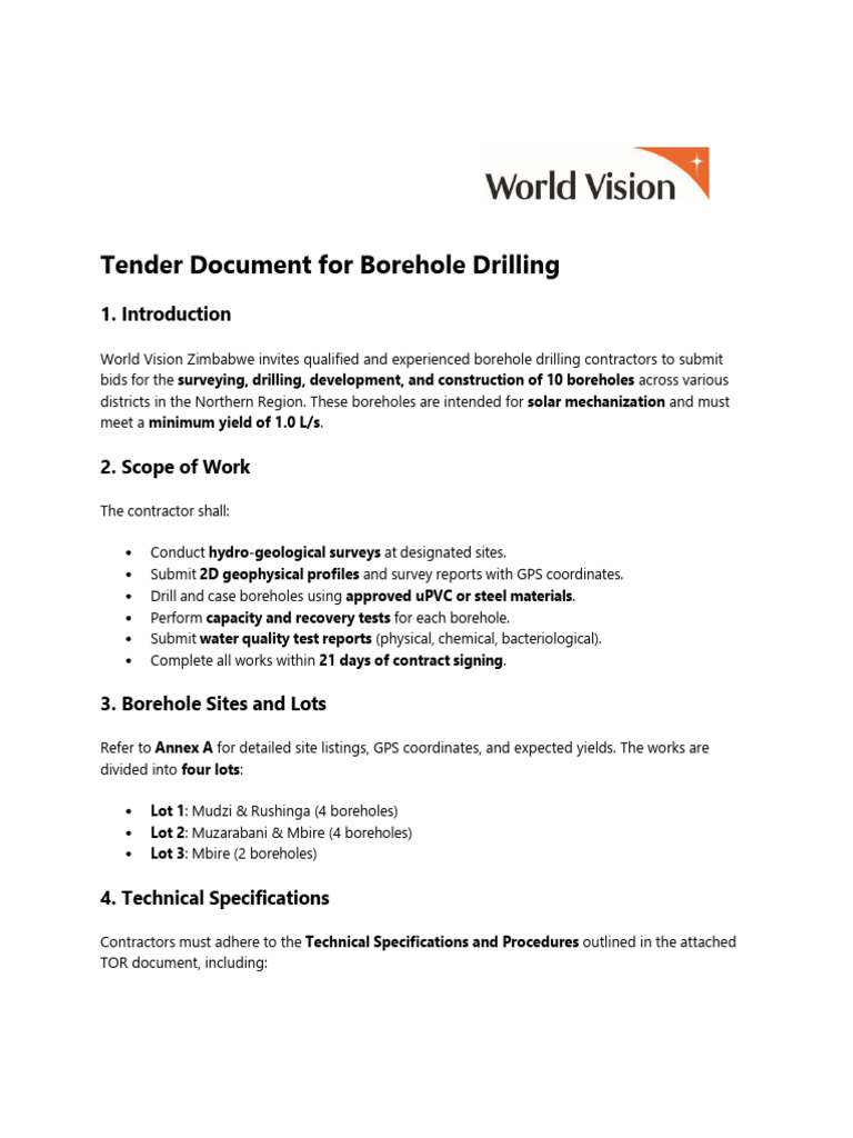 Tender | PDF | Casing (Borehole) | Pipe (Fluid Conveyance)