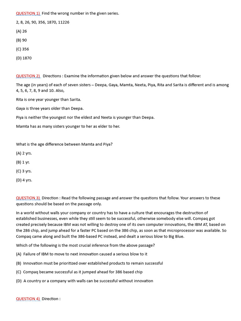Csat Questions - Flt 1 | PDF | Interest | Public Good