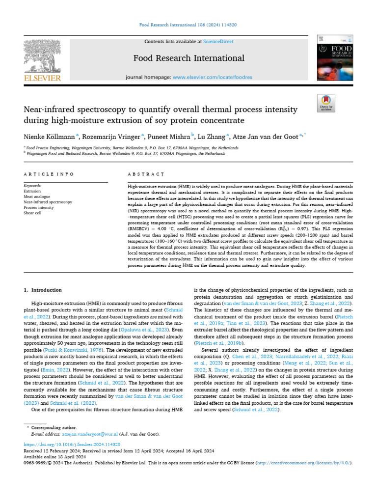 Near Infrared Spectroscopy To Quantify Overall Thermal Pro 2024 Food ...