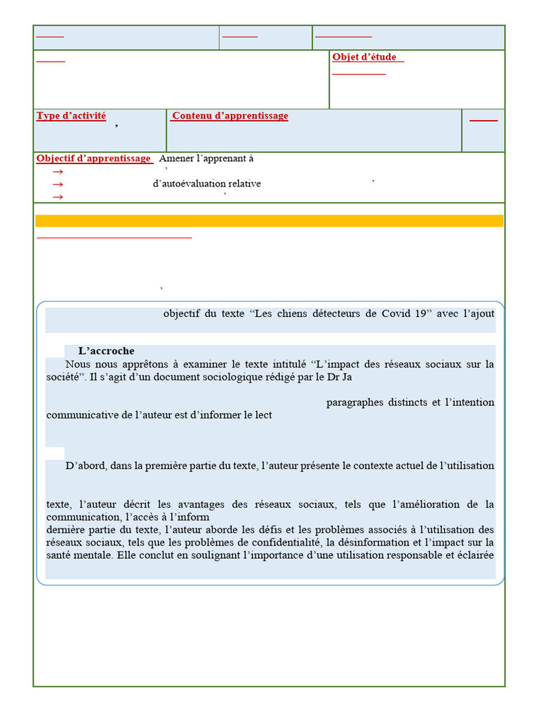Compte rendu objectif : méthode et exemples | PDF | Intelligence ...