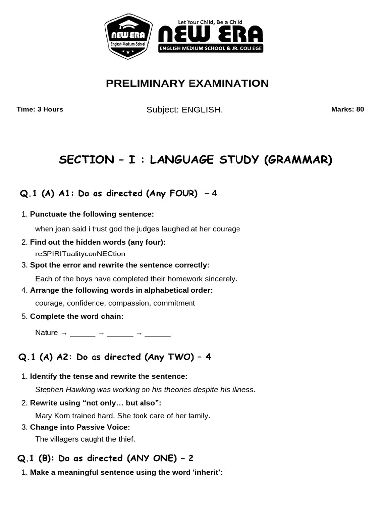 English Preliminary Exam Questions and Activities | PDF | Poetry ...