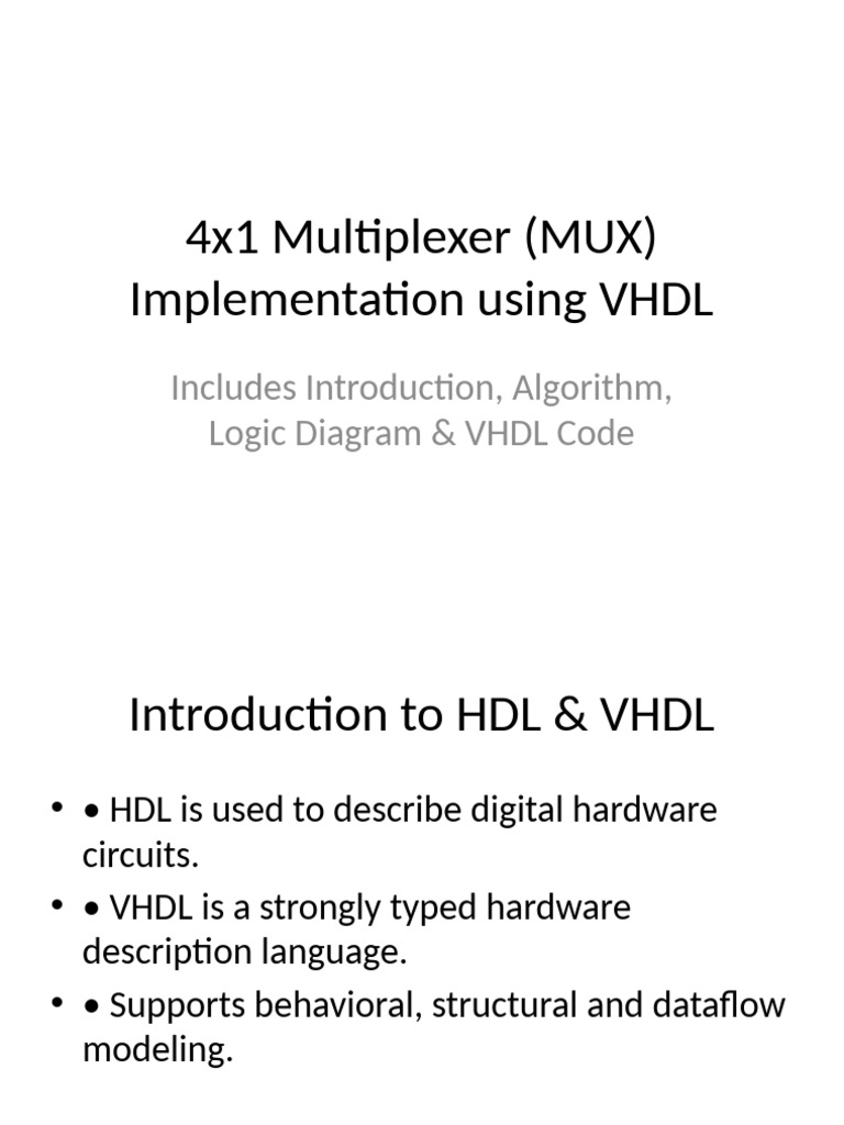 4x1 MUX VHDL Presentation | PDF