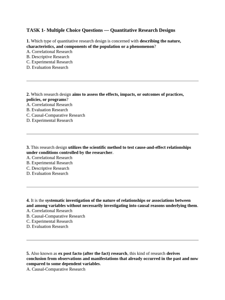Task 1 Research Design | PDF | Experiment | Quantitative Research