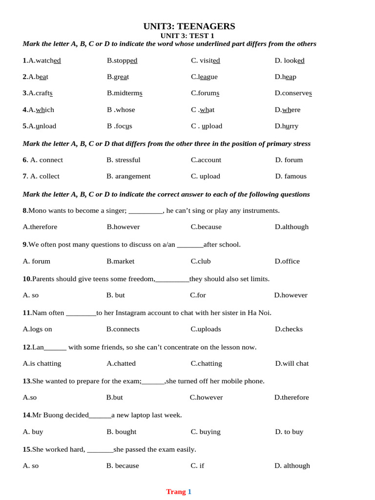 Practice Unit 3 Grade 8 | PDF | English Language
