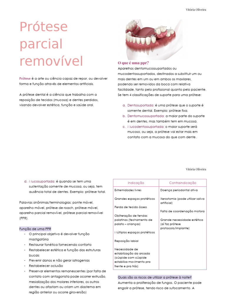 Prótese Parcial Removível: Funções e Componentes | PDF | Prótese ...