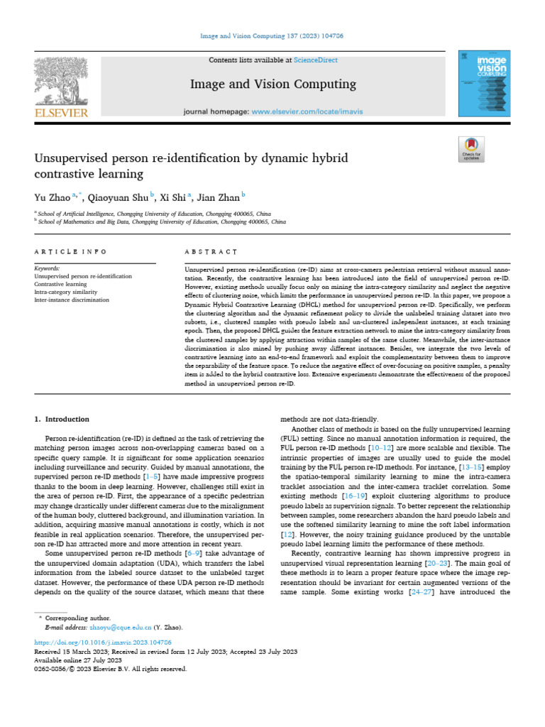 Dynamic Hybrid Contrastive Learning for Unsupervised Person Re-ID | PDF ...