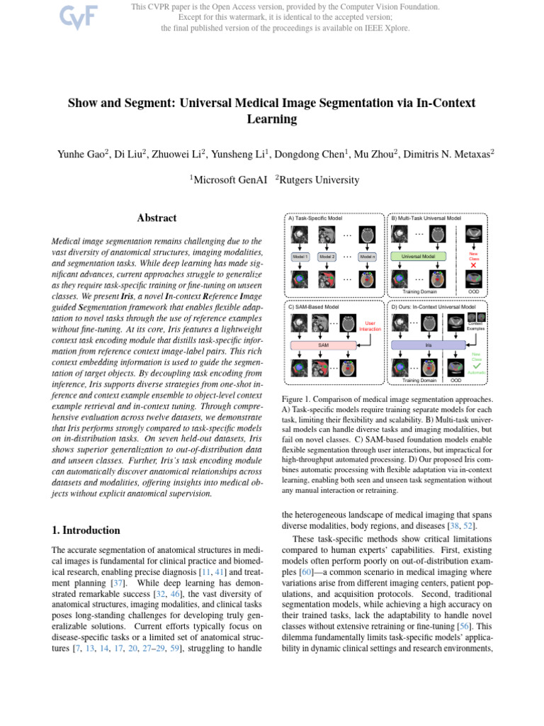 Show and Segment - Universal Medical Image Segmentation Via In-Context ...