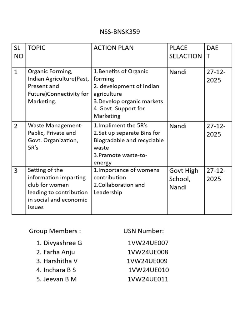Plan of Action Nss (2) | PDF