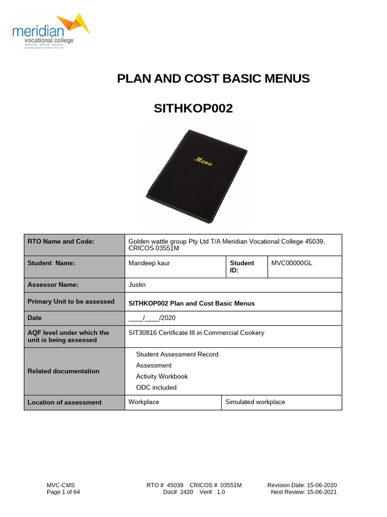 Menu Planning and Costing Guide | PDF | Menu | Curry