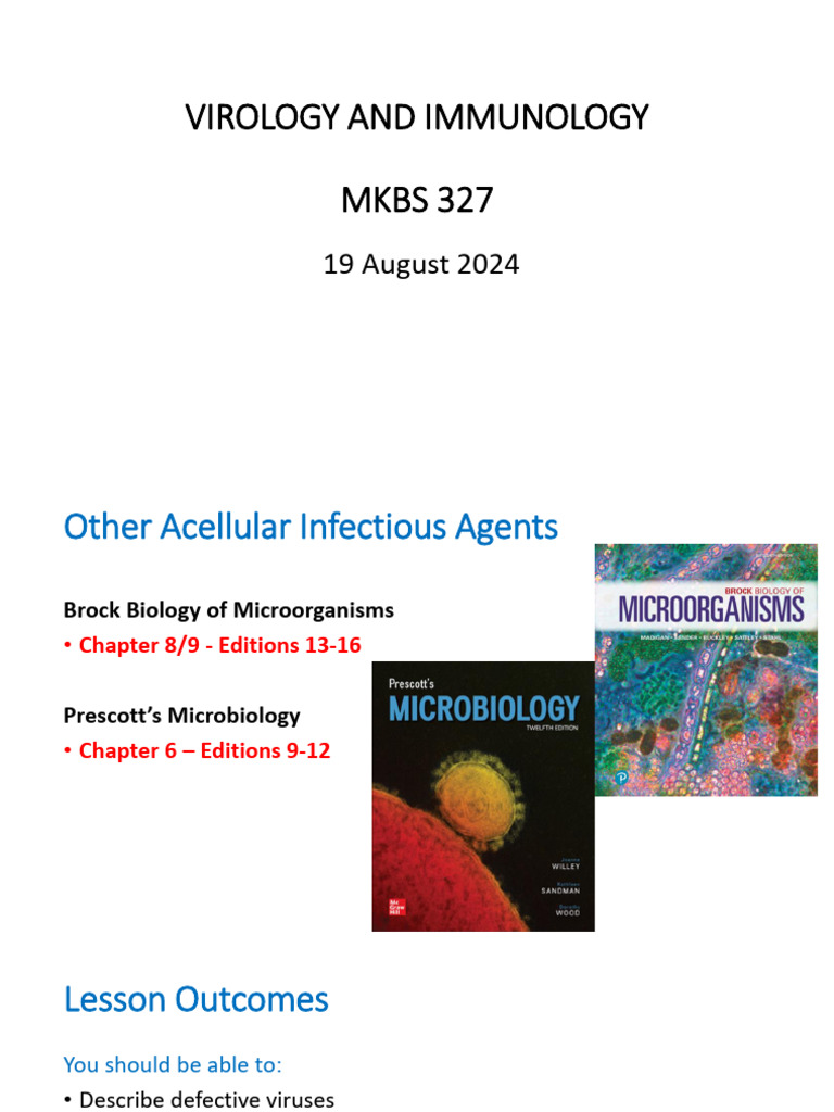 Lesson 6 Other Acellular Infectious Agents (1) | PDF | Virus | Pathogen