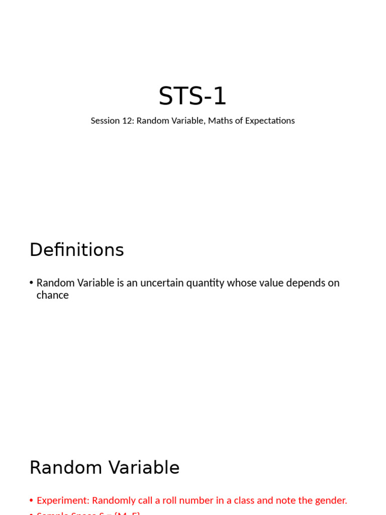 Session 12 RV, Mathematical Expectations | PDF | Probability ...
