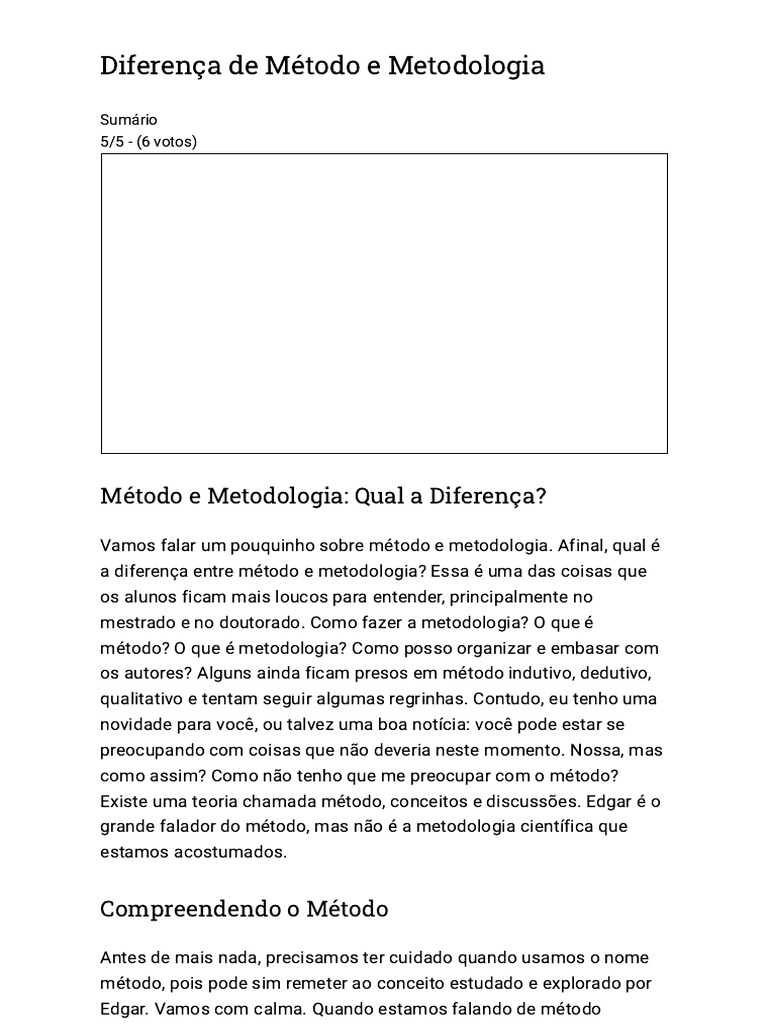 Diferença de Método e Metodologia | PDF | Método científico | Metodologia