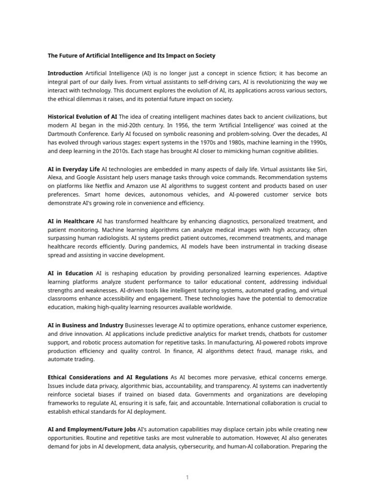 AI's Future Impact on Society Explained | PDF | Artificial Intelligence ...