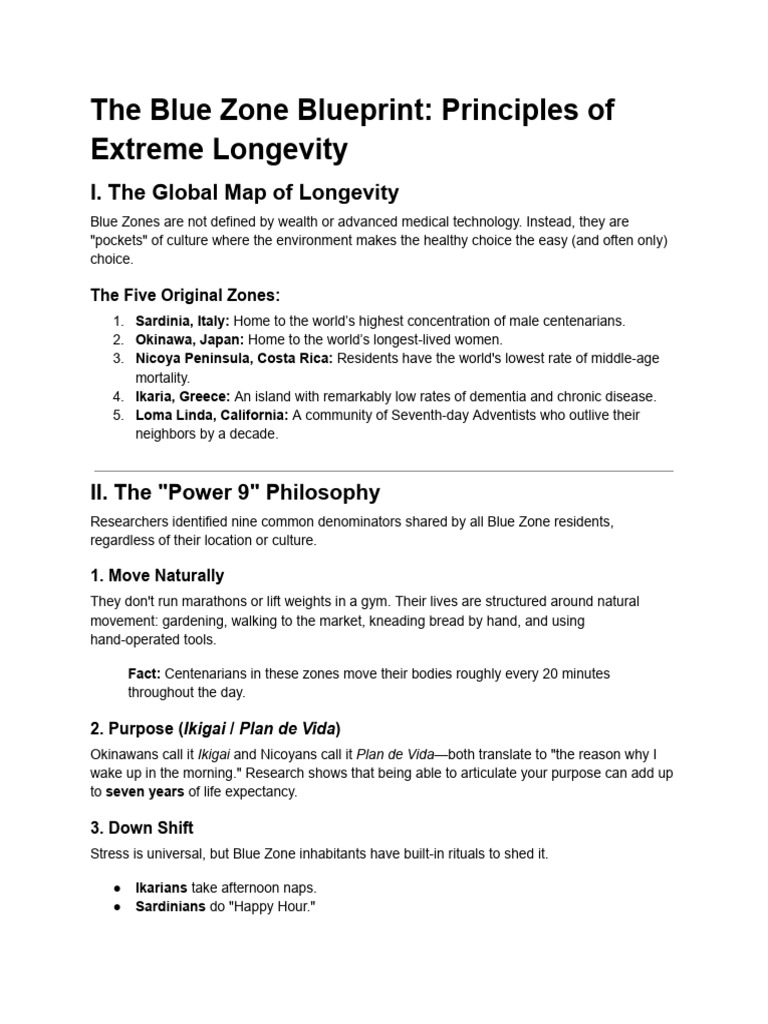 The Blue Zone Blueprint - Principles of Extreme Longevity | PDF | Foods