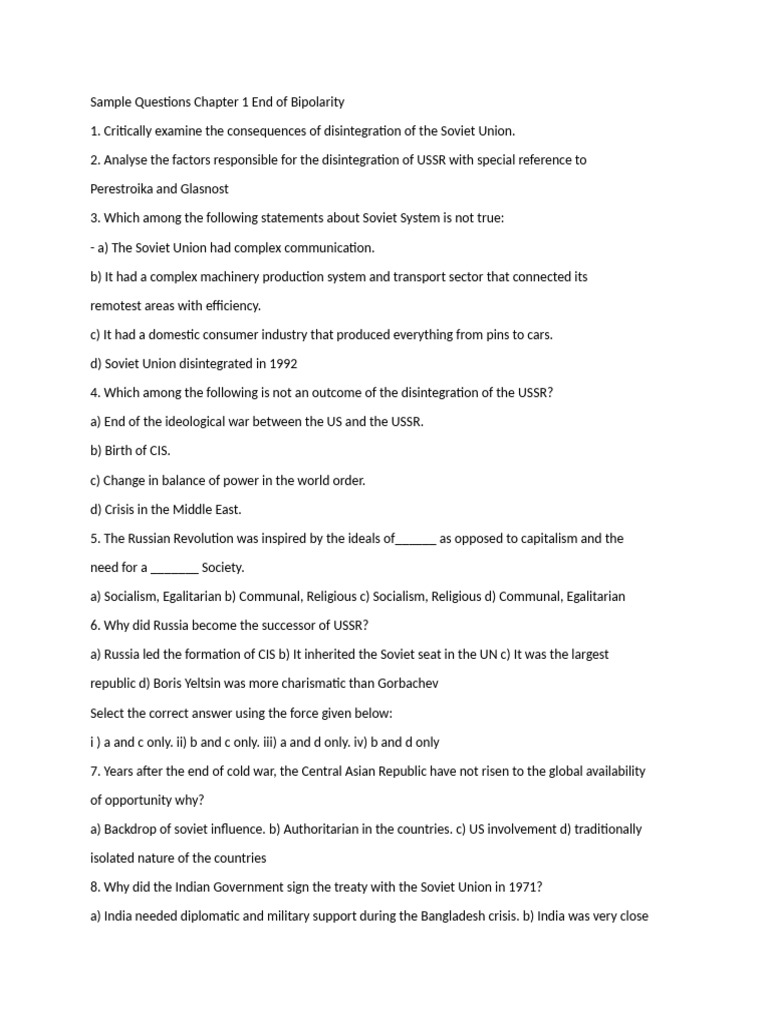 End of Bipolarity: USSR Disintegration Insights | PDF | Soviet Union ...