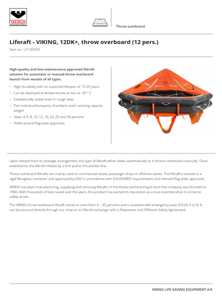 VIKING Throw Overboard Liferaft Solutions | PDF