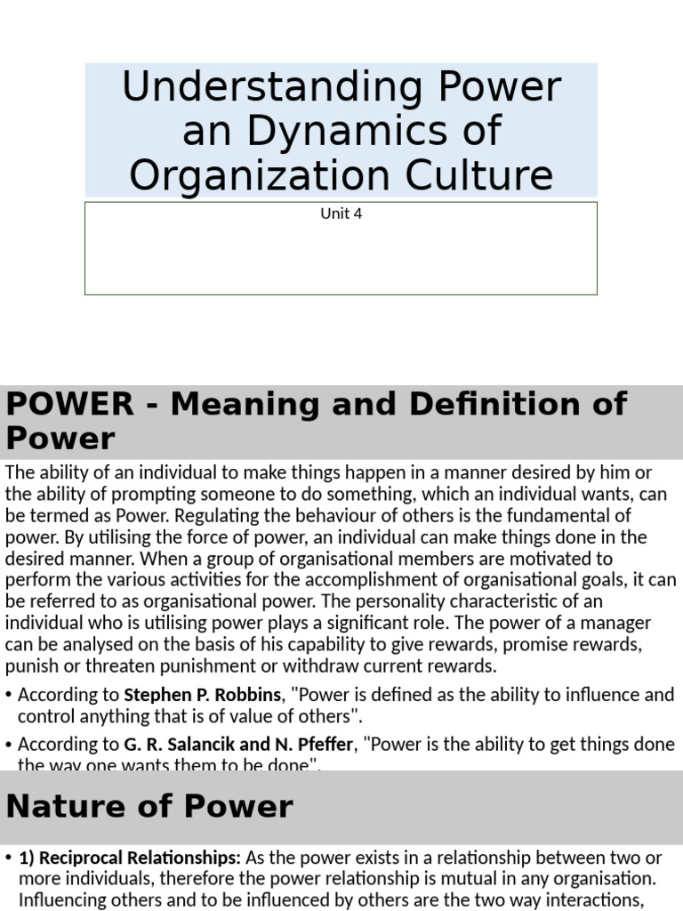 Understanding Organizational Power Dynamics | PDF | Power (Social And ...