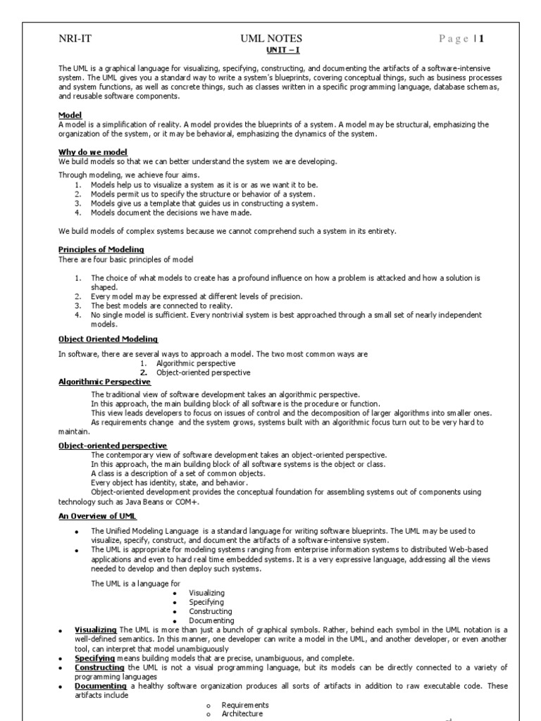 Shaik Bilal Ahmed Uml Notes | PDF