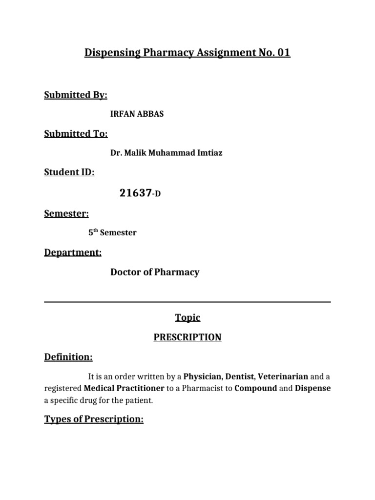 Understanding Prescription Types and Components | PDF | Medical ...