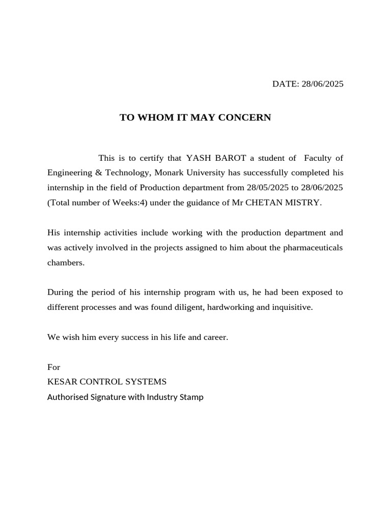 Industry Letterhead Format-1 | PDF