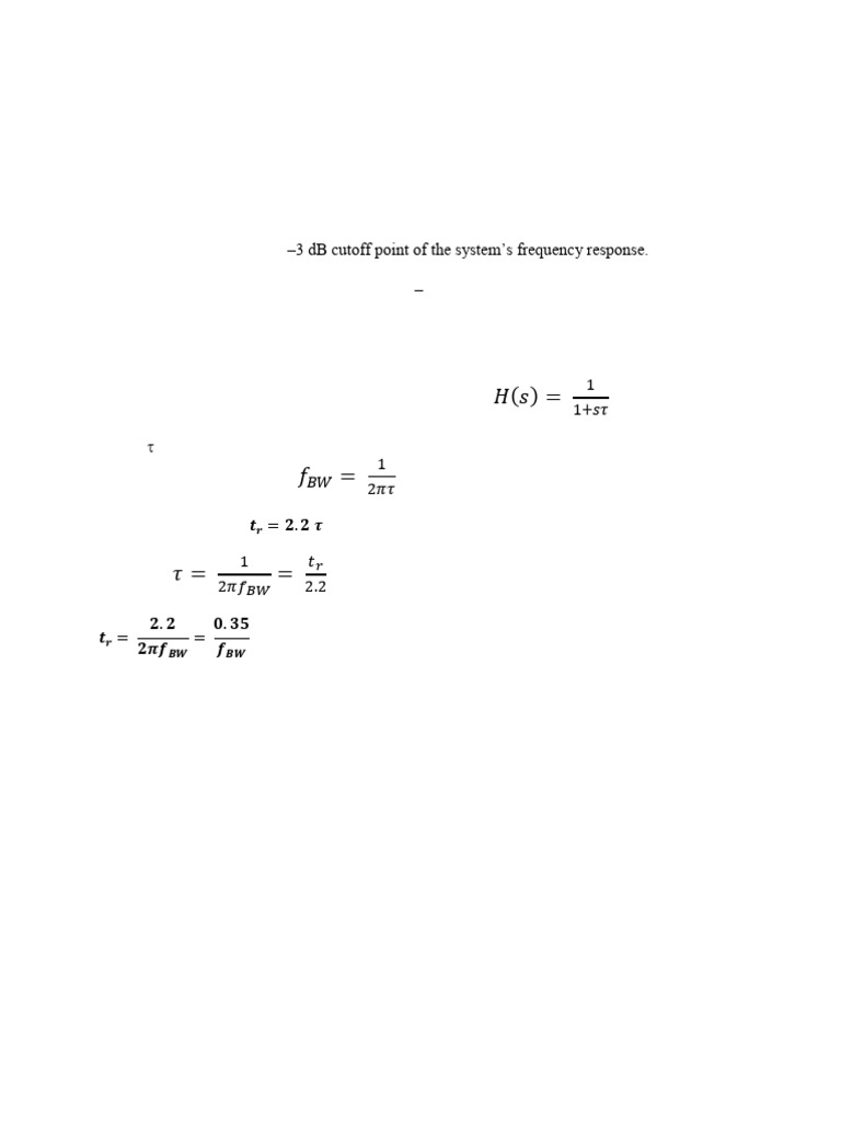 SIGNAL System Bandwidth Rise Time Relation | PDF