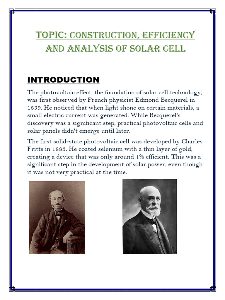 Solar Cell Construction and Efficiency | PDF | Solar Cell | Photovoltaics