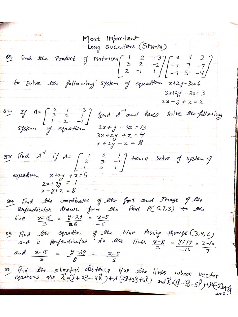 Important Long Questions (5 Mark's) | PDF