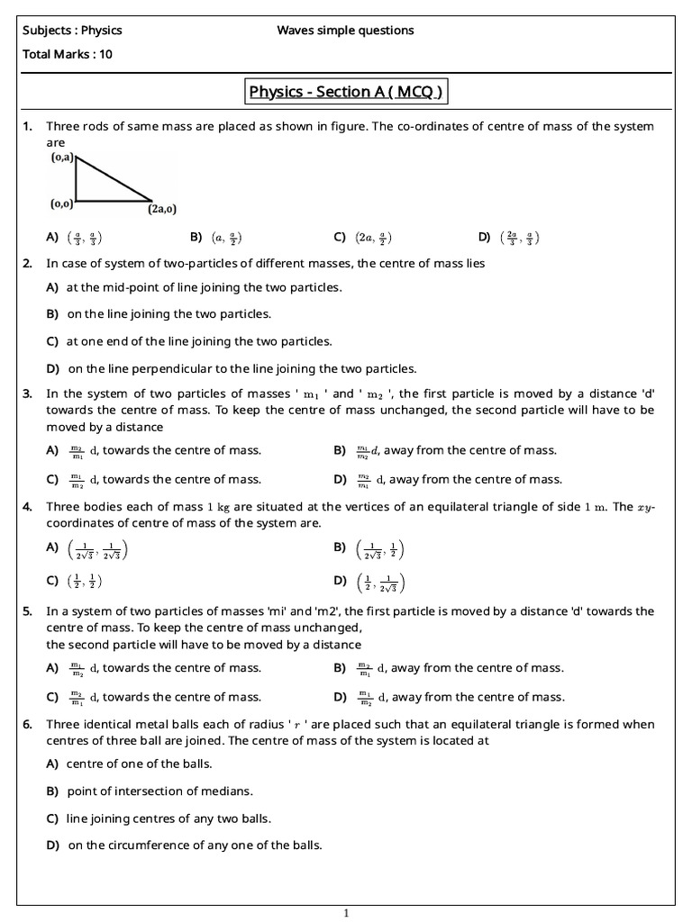 Com Simple and Moderate Questions | PDF | Sphere | Mass