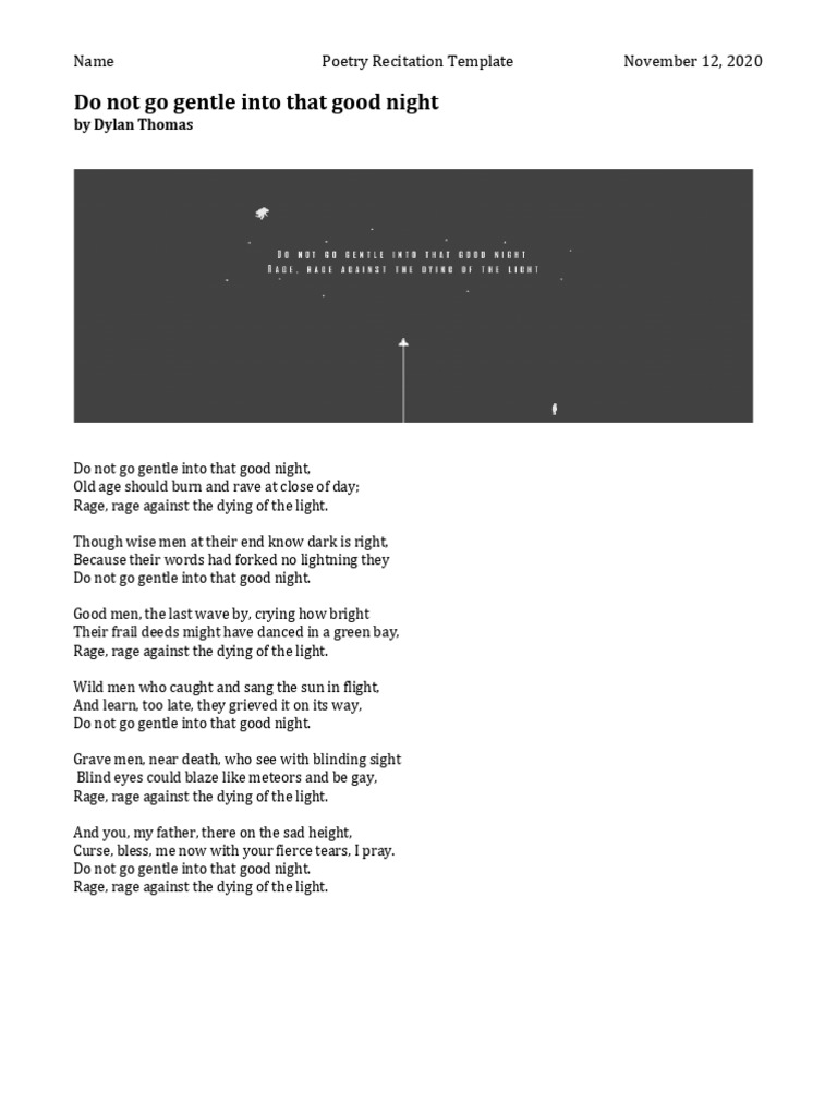 Dylan Thomas Poetry Recitation Guide | PDF | Poems | Poetry