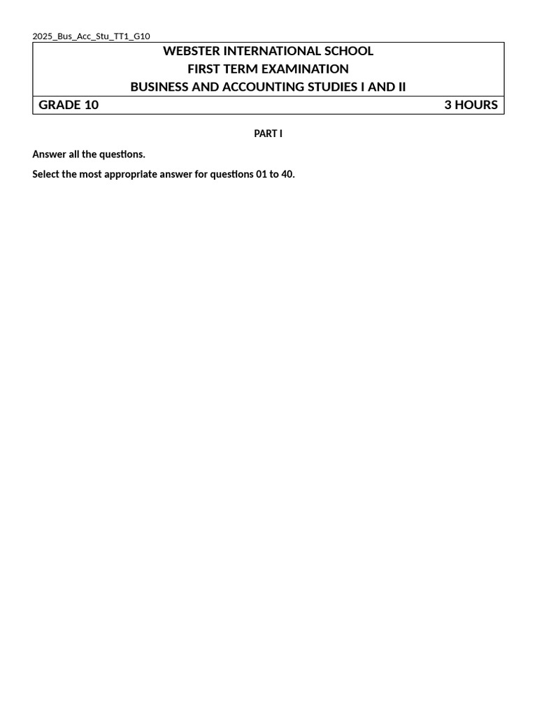 2025 Bus Acc Stu G10 | PDF