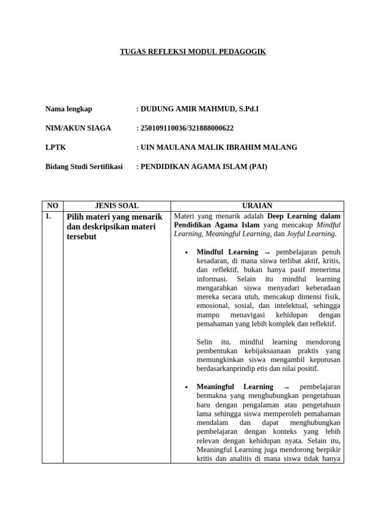 Deep Learning dalam Pendidikan Agama Islam | PDF