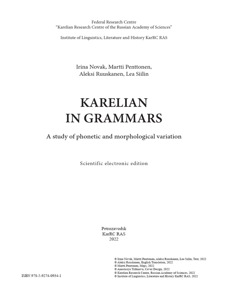 Karelian Language: Phonetic & Morphological Study | PDF | Vowel | Consonant