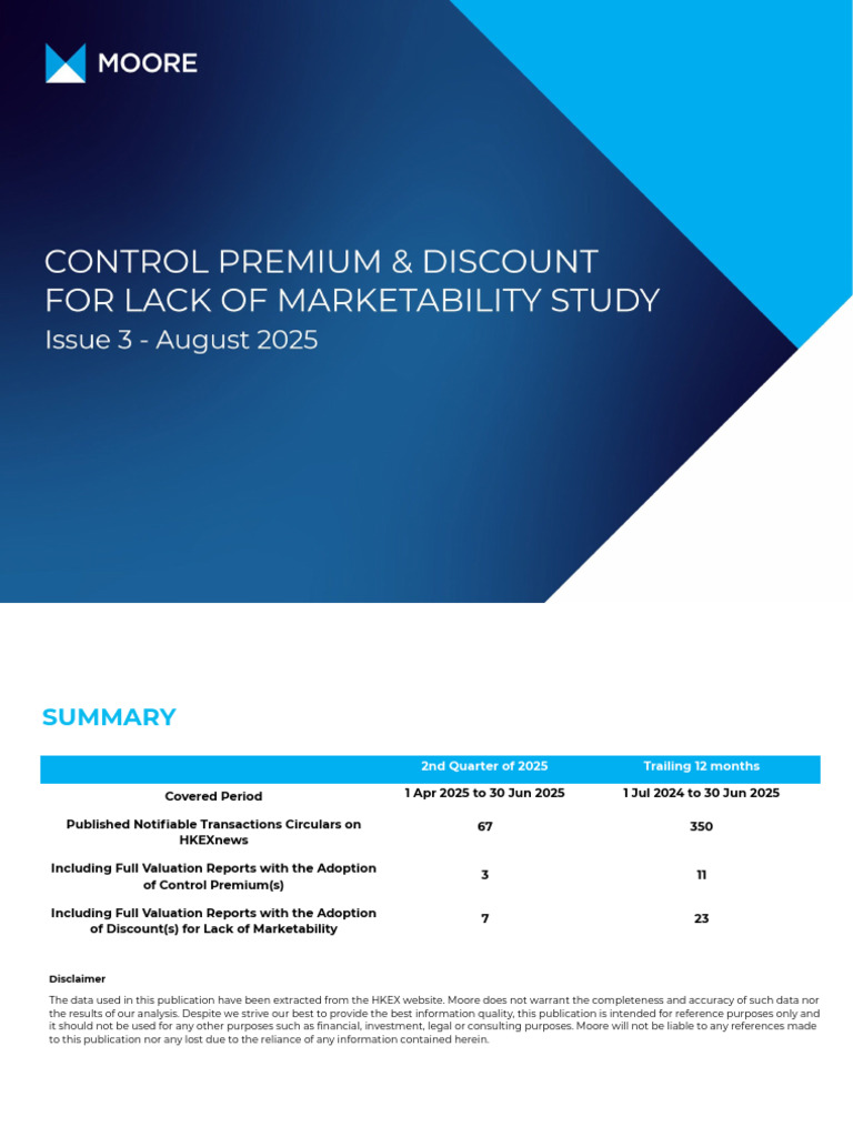 2025 Q2 Control Premium & DLOM Analysis | PDF | Mergers And ...