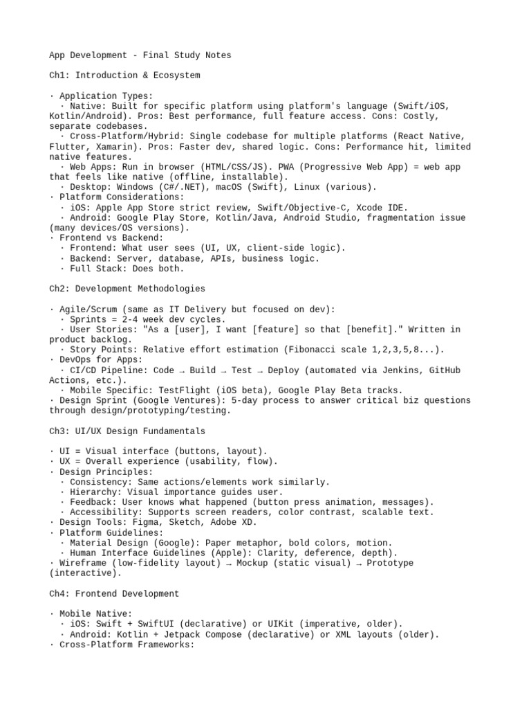 App Development Study Notes Overview | PDF | Mobile App | Android ...
