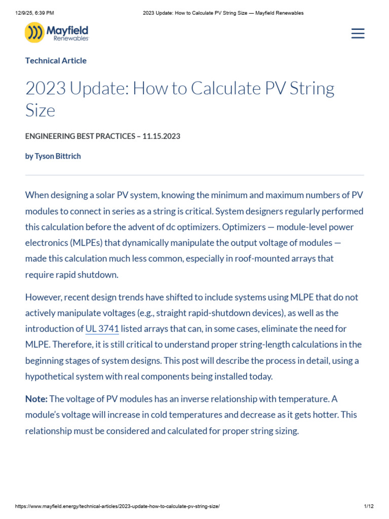 PV String Sizing Guide for Solar Systems | PDF | Photovoltaics ...