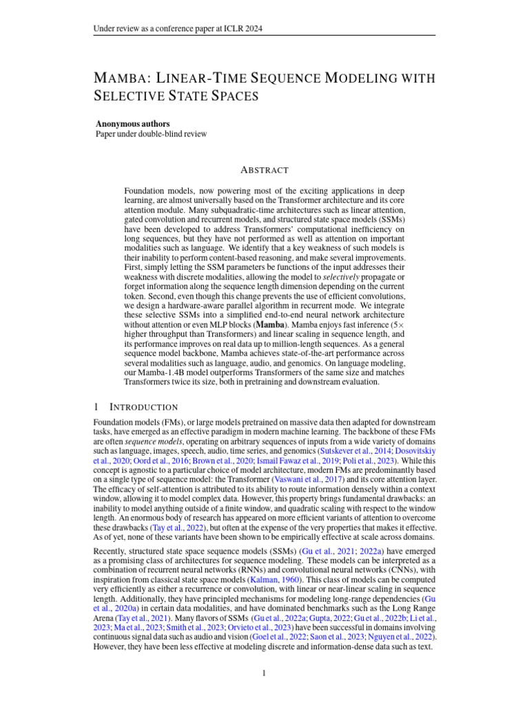 MAMBA: Efficient Linear-Time Sequence Modeling | PDF | Applied ...