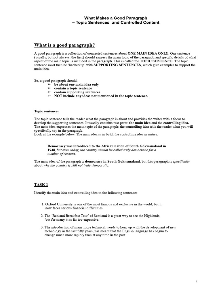 What Makes A Good Paragraph | PDF
