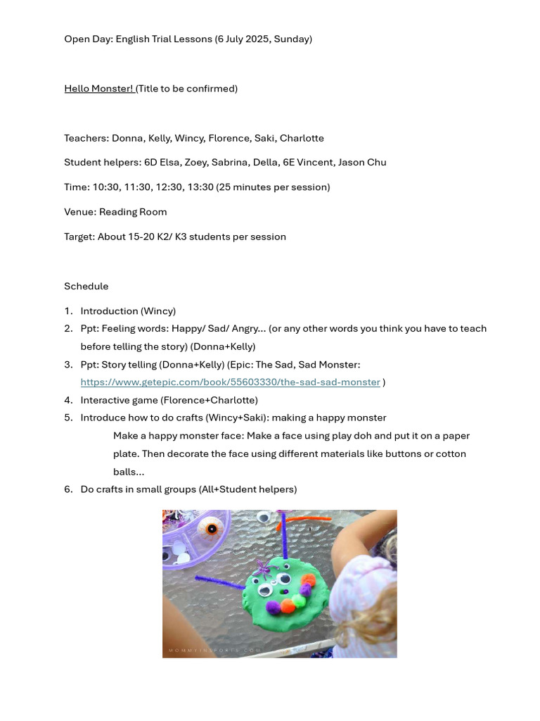 English Trial Lessons Open Day 2025 | PDF