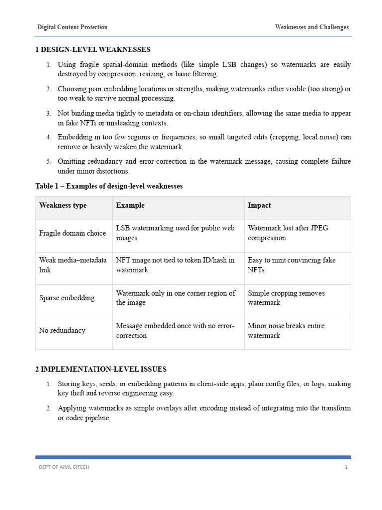 1 Design Weaknesses DCP | PDF | Data Compression | Computer Engineering