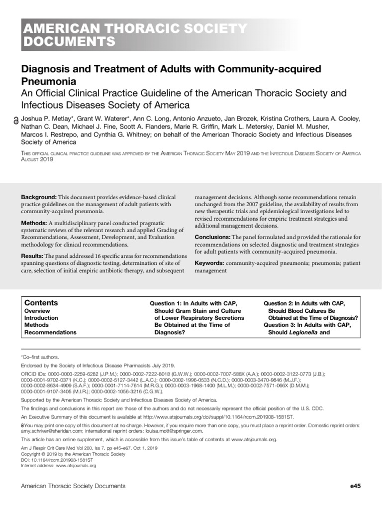 Guía Americana NAC | PDF | Pneumonia | Methicillin Resistant ...