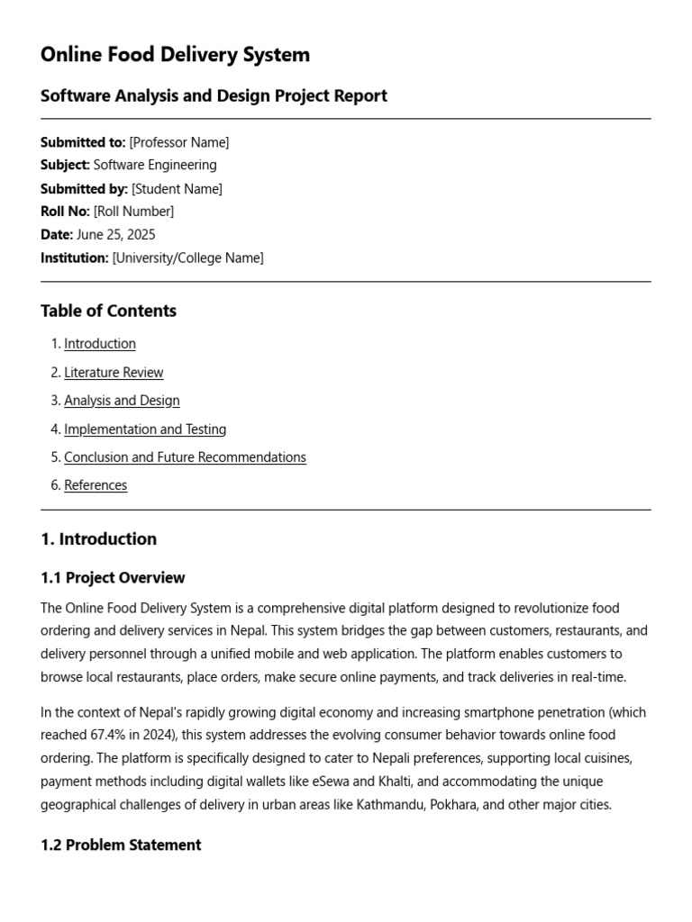 Nepal Online Food Delivery System Report | PDF | Agile Software ...