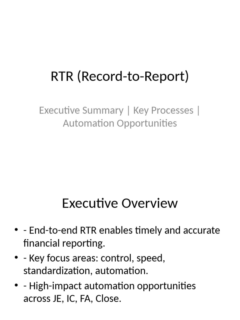 RTR Executive Overview Presentation | PDF