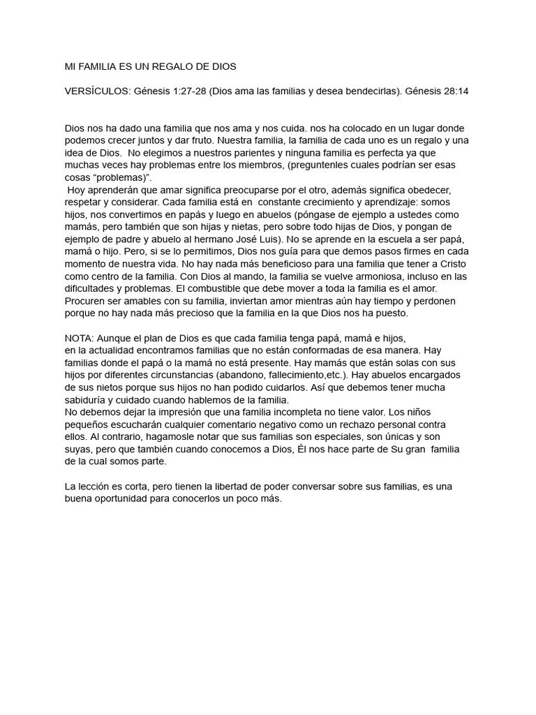 Mi Familia Es Un Regalo de Dios | PDF