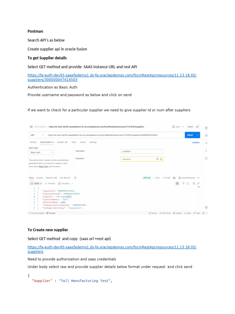 Oracle Fusion Supplier API Guide | PDF