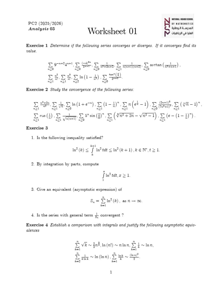 Worksheet 01 Analysis III-2025-2026 V02 | PDF | Mathematics | Complex ...