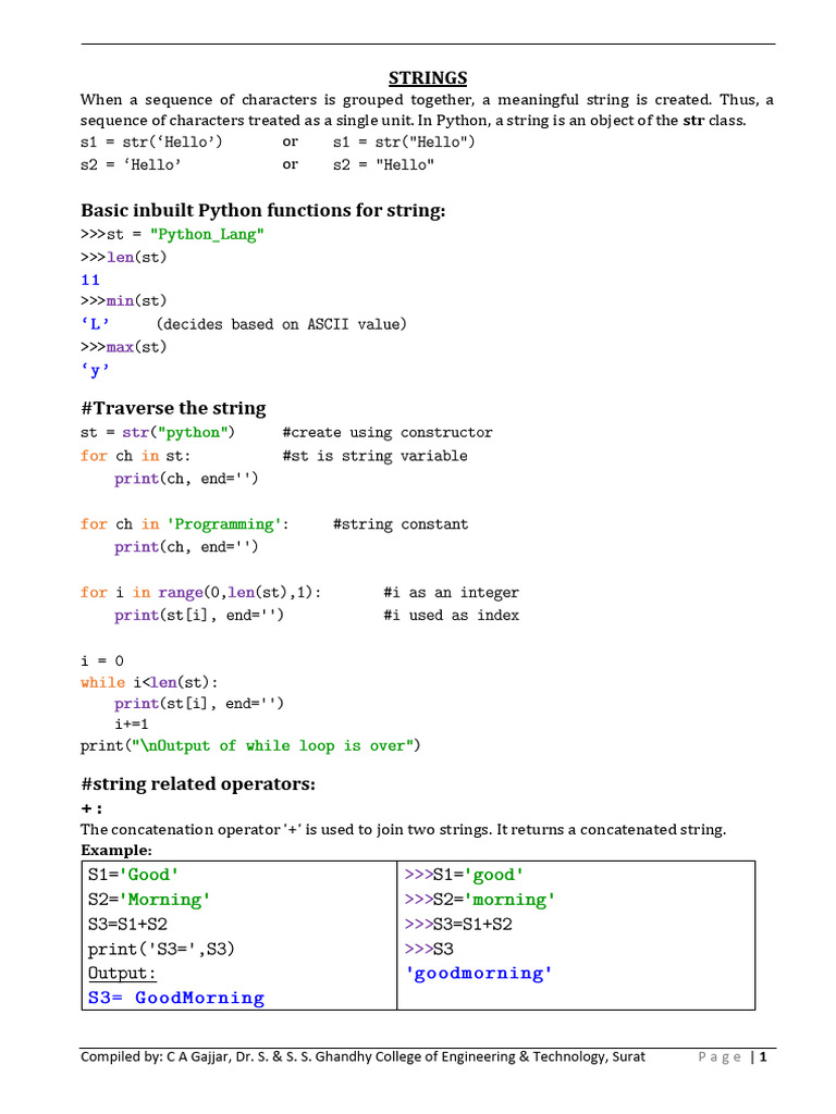 Python String Programming Basics | PDF | Parameter (Computer ...