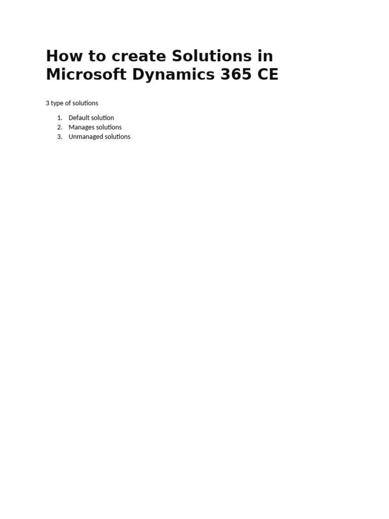 How to Create Solutions in Microsoft Dynamics 365 CE | PDF