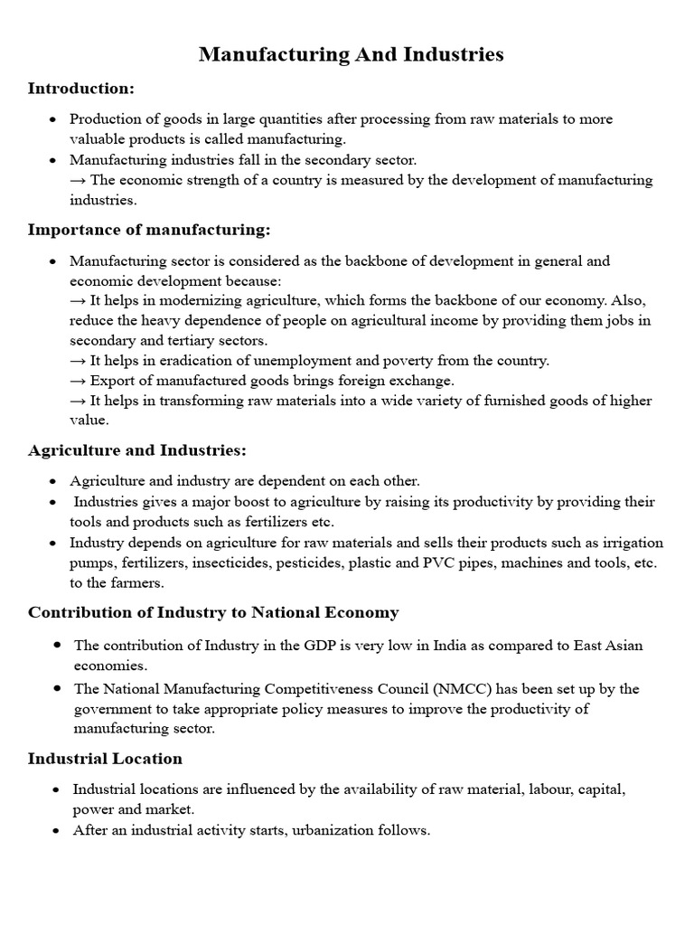 Manufacturing Industries Overview | PDF | Textiles | Chemical Industry