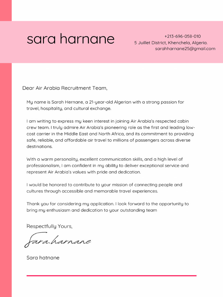 Pink Minimalist Job Application Letter A4.PDF | PDF