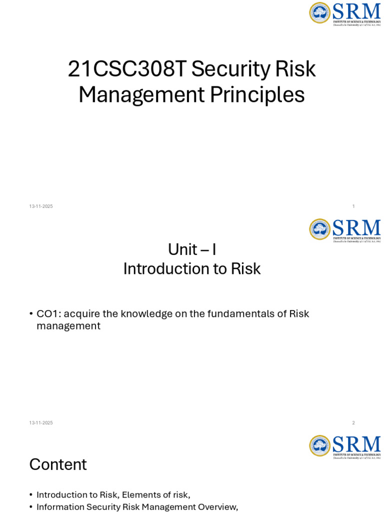 Security Risk Management Principles Guide | PDF | Health Insurance ...